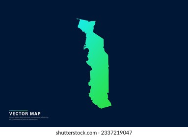 Togo map of abstract gradient green blue concept with technology light effect vector.