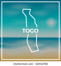 Togo map against the backdrop of beach and tropical sea with bright sun. EPS10 vector