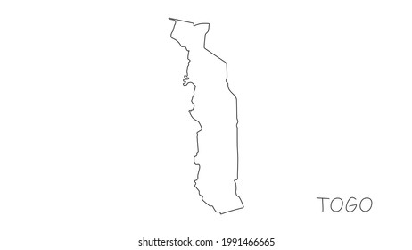 Togo map black line on white background. Vector illustration.