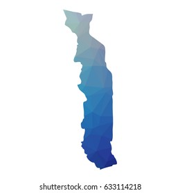 Togo map - blue geometric rumpled triangular low poly style gradient graphic background , polygonal design for your . Vector illustration eps 10.