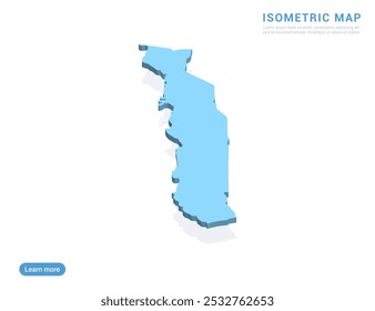 Mapa de Togo azul sobre fondo blanco con Vector isométrico.