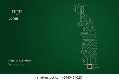 Togo Map with a capital of Lomé Shown in a Microchip Pattern. E-government. World Countries vector maps. Microchip Series	