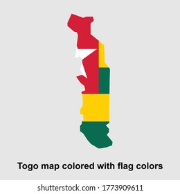 Togo map colored with flag colors isolated vector illustration