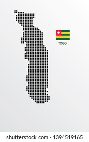 Togo map design square with flag Togo.