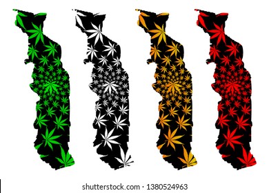Togo - map is designed cannabis leaf green and black, Togolese Republic map made of marijuana (marihuana,THC) foliage,