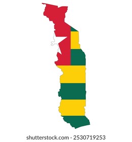 Togo map with Togo flag