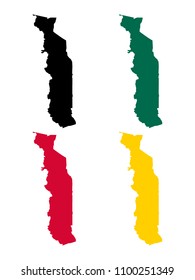 Togo map in flag colors