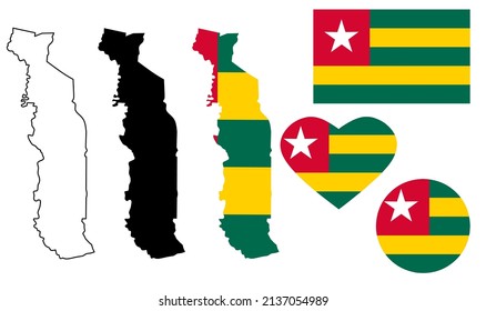 conjunto de iconos de marca de mapa de togo