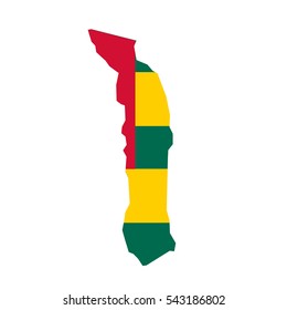 Togo map and flag in white background