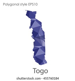 Togo map in geometric polygonal style.Abstract gems triangle,modern design background.Vector Illustration EPS10.