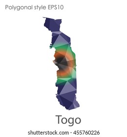 Togo map in geometric polygonal style.Abstract gems triangle,modern design background.Vector Illustration EPS10.
