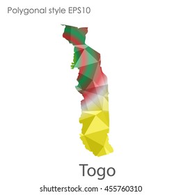 Togo map in geometric polygonal style.Abstract gems triangle,modern design background.Vector Illustration EPS10.