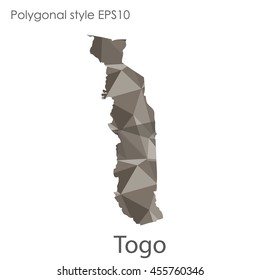 Togo map in geometric polygonal style.Abstract gems triangle,modern design background.Vector Illustration EPS10.