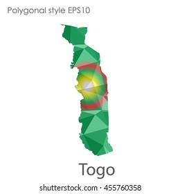 Togo map in geometric polygonal style.Abstract gems triangle,modern design background.Vector Illustration EPS10.