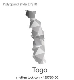 Togo map in geometric polygonal style.Abstract gems triangle,modern design background.Vector Illustration EPS10.