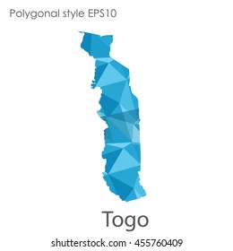 Togo map in geometric polygonal style.Abstract gems triangle,modern design background.Vector Illustration EPS10.