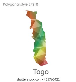 Togo map in geometric polygonal style.Abstract gems triangle,modern design background.Vector Illustration EPS10.
