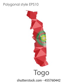 Togo map in geometric polygonal style.Abstract gems triangle,modern design background.Vector Illustration EPS10.