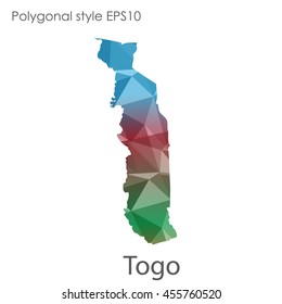 Togo map in geometric polygonal style.Abstract gems triangle,modern design background.Vector Illustration EPS10.