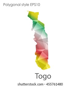 Togo map in geometric polygonal style.Abstract gems triangle,modern design background.Vector Illustration EPS10.