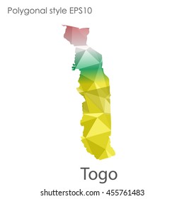 Togo map in geometric polygonal style.Abstract gems triangle,modern design background.Vector Illustration EPS10.