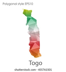 Togo map in geometric polygonal style.Abstract gems triangle,modern design background.Vector Illustration EPS10.