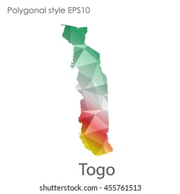 Togo map in geometric polygonal style.Abstract gems triangle,modern design background.Vector Illustration EPS10.