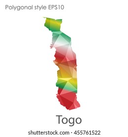 Togo map in geometric polygonal style.Abstract gems triangle,modern design background.Vector Illustration EPS10.