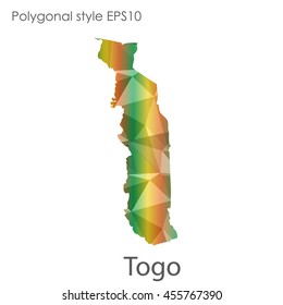 Togo map in geometric polygonal style.Abstract gems triangle,modern design background.Vector Illustration EPS10.