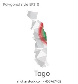 Togo map in geometric polygonal style.Abstract gems triangle,modern design background.Vector Illustration EPS10.