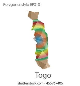 Togo map in geometric polygonal style.Abstract gems triangle,modern design background.Vector Illustration EPS10.