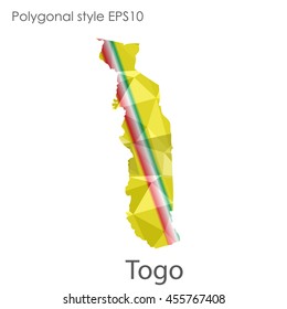 Togo map in geometric polygonal style.Abstract gems triangle,modern design background.Vector Illustration EPS10.