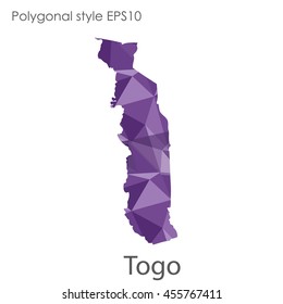 Togo map in geometric polygonal style.Abstract gems triangle,modern design background.Vector Illustration EPS10.