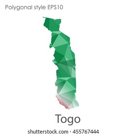 Togo map in geometric polygonal style.Abstract gems triangle,modern design background.Vector Illustration EPS10.