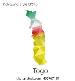 Togo map in geometric polygonal style.Abstract gems triangle,modern design background.Vector Illustration EPS10.