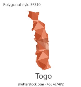 Togo map in geometric polygonal style.Abstract gems triangle,modern design background.Vector Illustration EPS10.