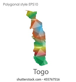 Togo map in geometric polygonal style.Abstract gems triangle,modern design background.Vector Illustration EPS10.