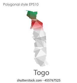 Togo map in geometric polygonal style.Abstract gems triangle,modern design background.Vector Illustration EPS10.