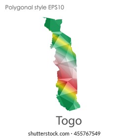 Togo map in geometric polygonal style.Abstract gems triangle,modern design background.Vector Illustration EPS10.