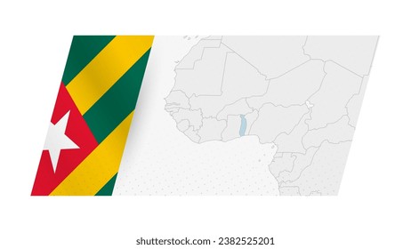 Togo map in modern style with flag of Togo on left side. Vector illustration of a map.