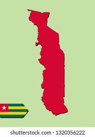 Togo map with national flag 