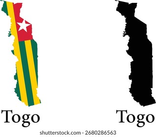Togo Map and Outline with Flag Representation