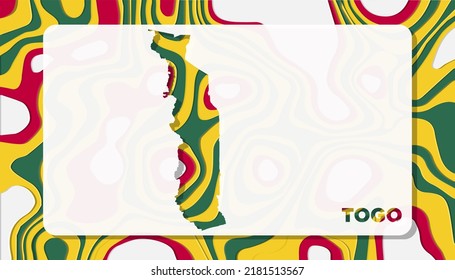 Mapa de Togo con forma de fondo de ondas de corte de papel perfecta para tarjeta de felicitación, papel de escritorio y cartel