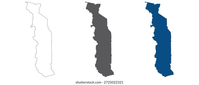 Conjunto de planos de Togo. Mapa de Togo en blanco.