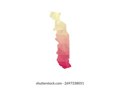 Togo Map - Ilustração vetorial estilo polígono em gradiente cor-de-rosa e pêssego, baixo projeto geométrico poly, isolado no fundo branco para infográficos e projetos.