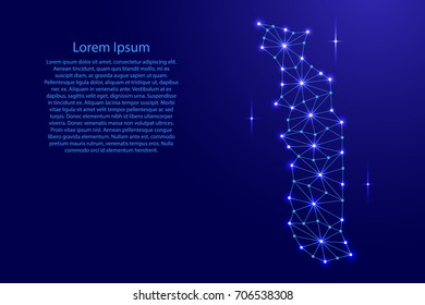 Togo map of polygonal mosaic lines network, rays and space stars of vector illustration.