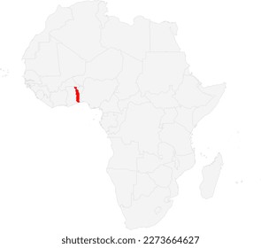 Togo Map, Togo red highlighted in map of AFRICA, flat design illustration vector