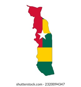 Togo map silhouette with flag isolated on white background