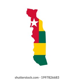 Togo map silhouette with flag on white background