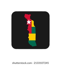 Togo map silhouette with flag on black background